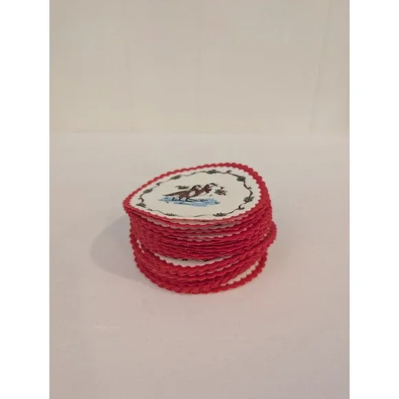 Vintage Christmas Geese Paper Coasters With Tin Potpourri Press Holiday 3.25" - Picture 3 of 15